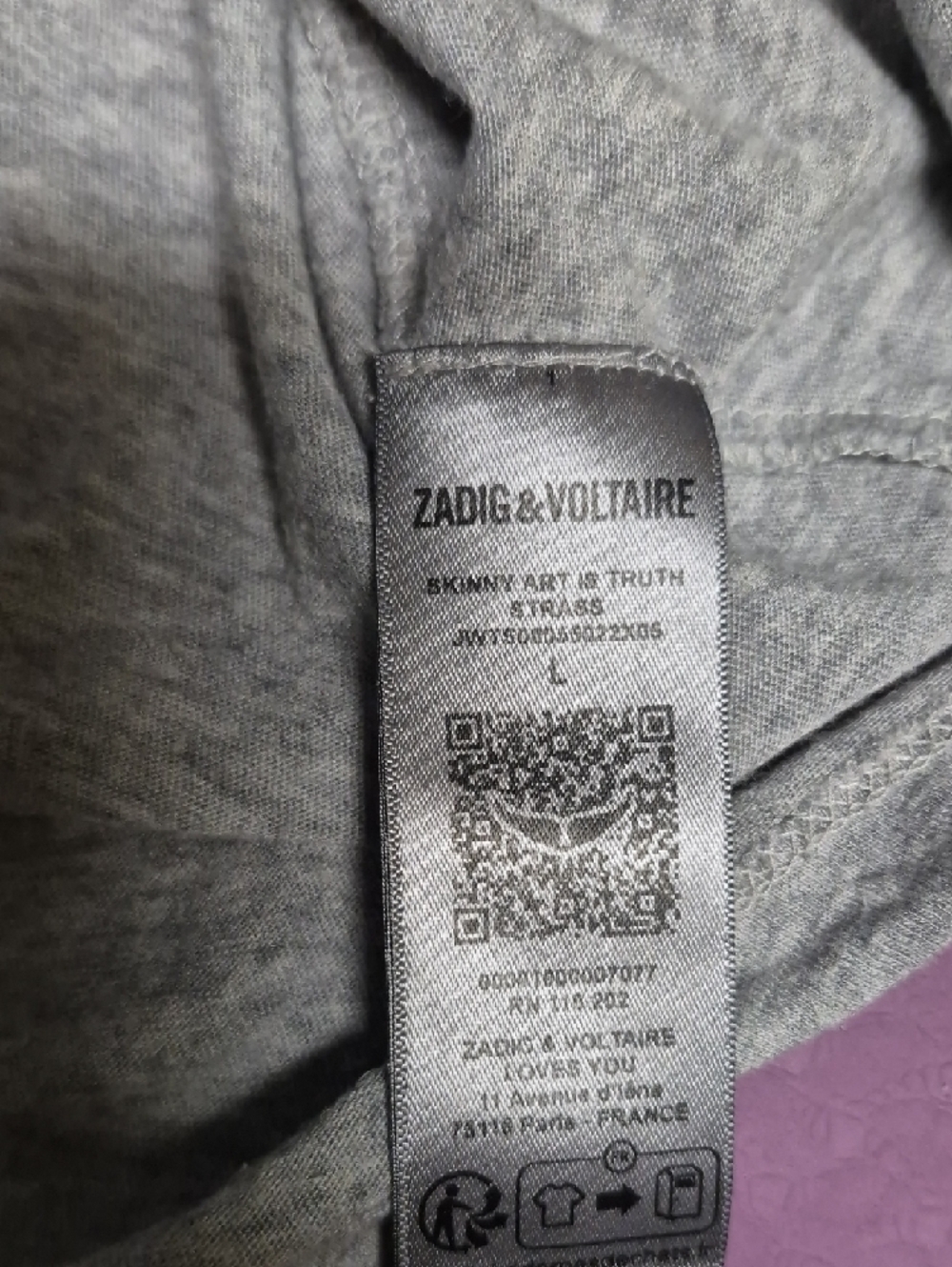 Zadig & Voltaire Gray Short-Sleeve Tee with Blue Heart Graphic - Picture 2 of 2